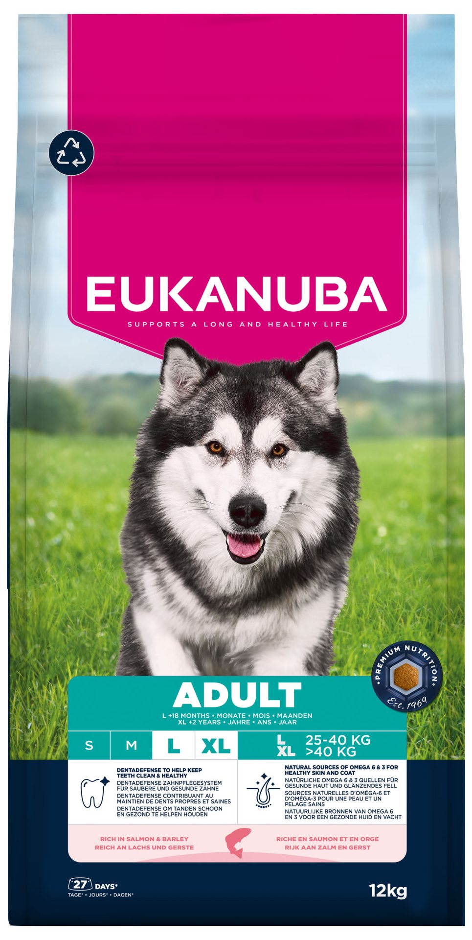 Krmivo EUKANUBA Adult Large rich in salmon and barley 12kg