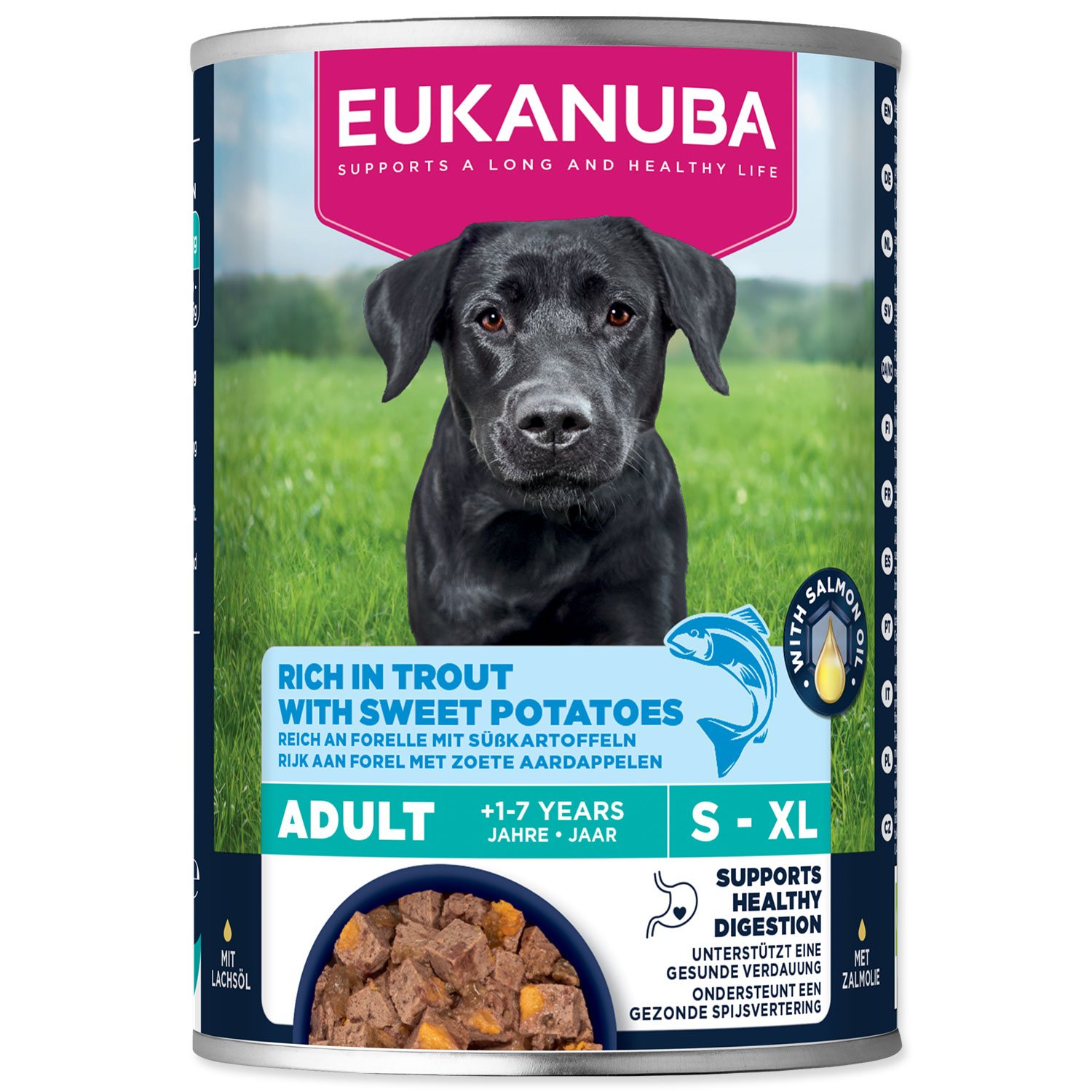 Konzerva EUKANUBA Adult bohatá na pstruha s batáty 400 g-KS