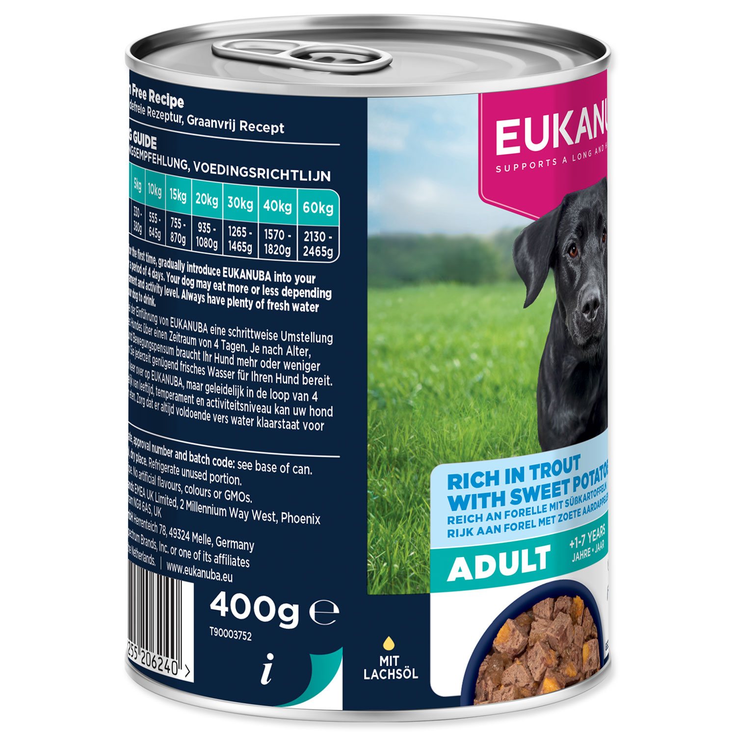 Konzerva EUKANUBA Adult bohatá na pstruha s batáty 400 g-KS