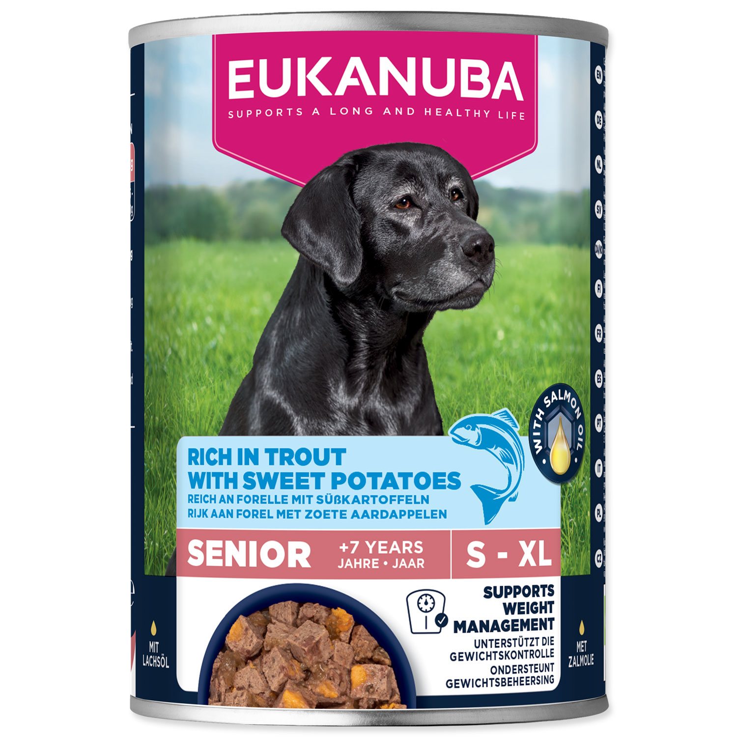 Konzerva EUKANUBA Senior bohatá na pstruha s batáty 400 g -KS