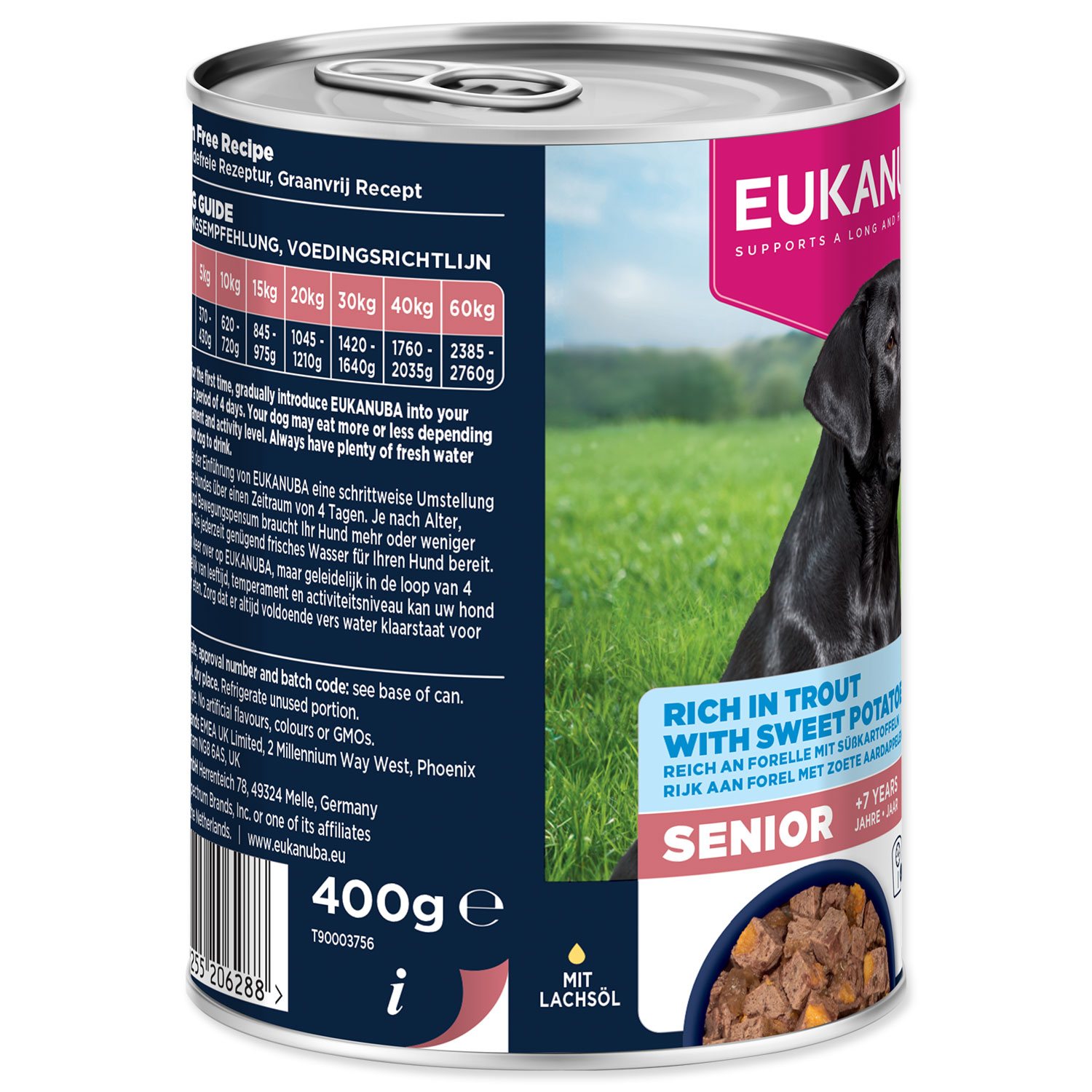 Konzerva EUKANUBA Senior bohatá na pstruha s batáty 400 g -KS