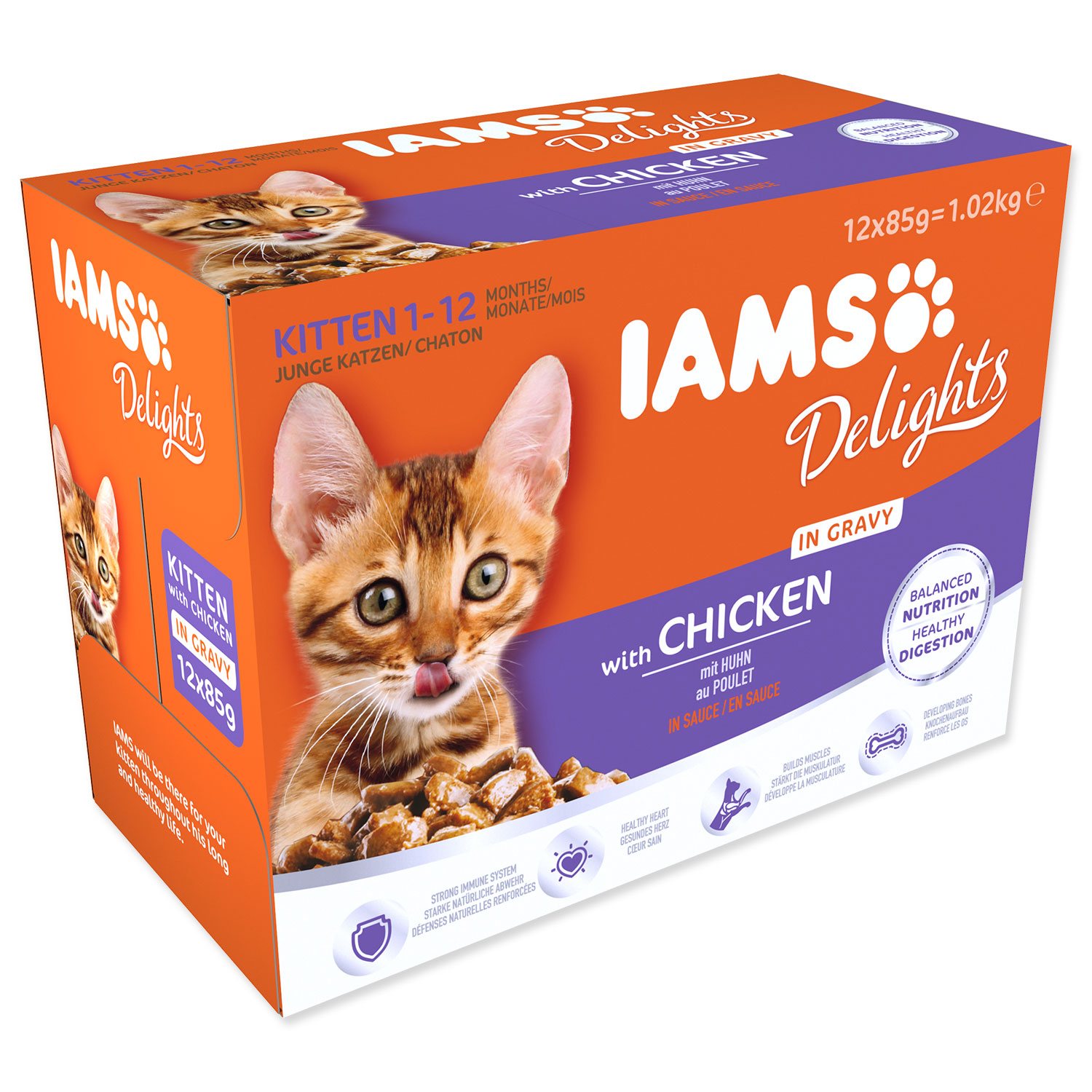 Kapsička IAMS Delights Kitten kuře v omáčce multipack 1020g (12x85gr)-KS