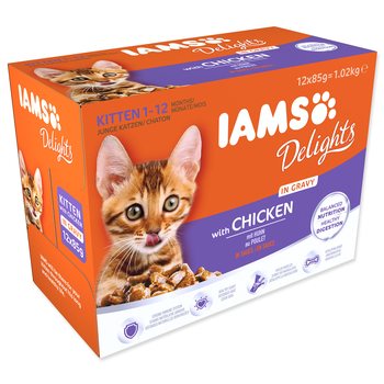 Kapsička IAMS Delights Kitten kuře v omáčce multipack 1020g (12x85gr)-KS