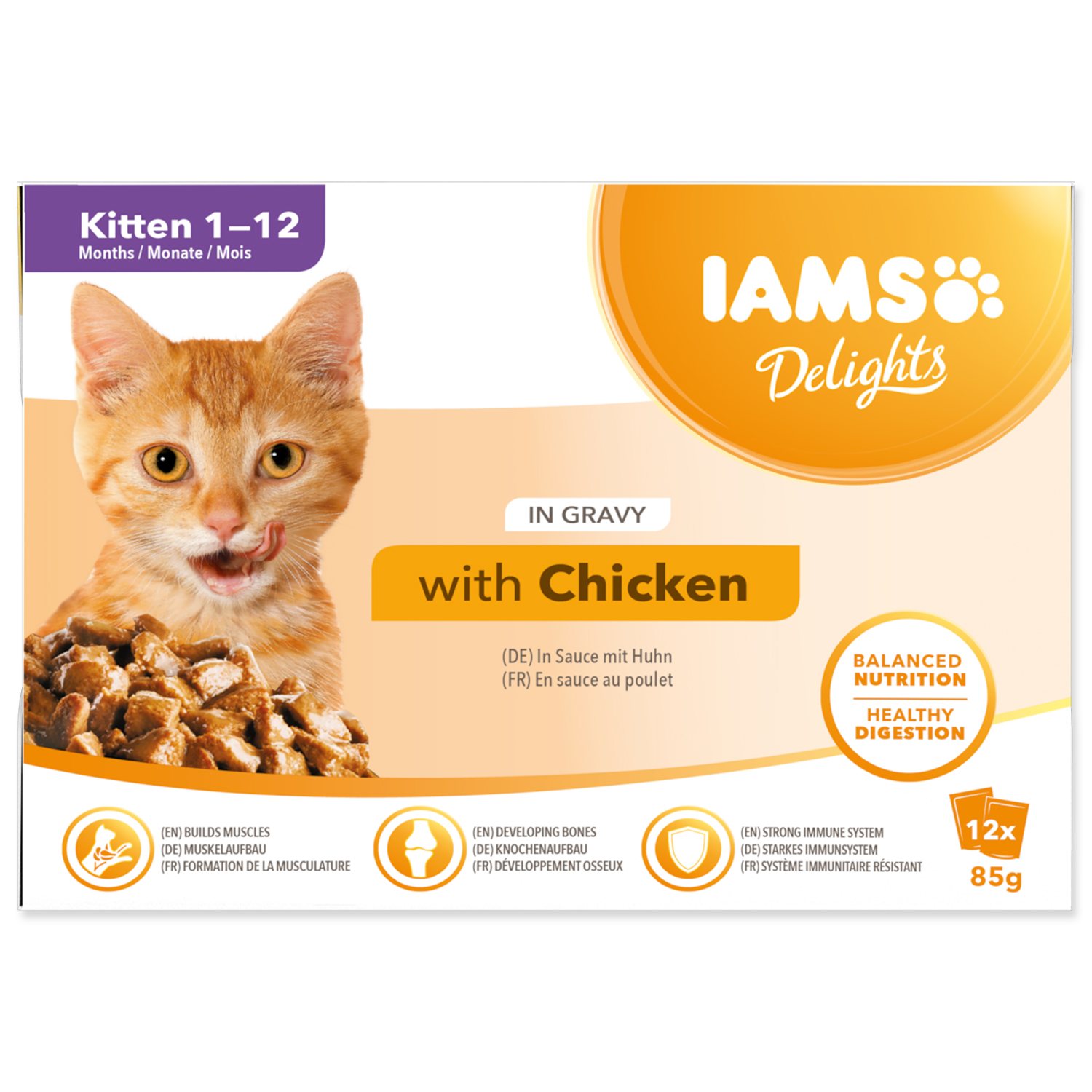 Kapsička IAMS Delights Kitten kuře v omáčce multipack 1020g (12x85gr)-KS