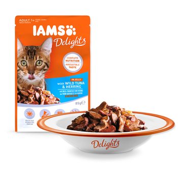 Kapsička IAMS Delights Adult tuňák a sleď v želé 85g-KS