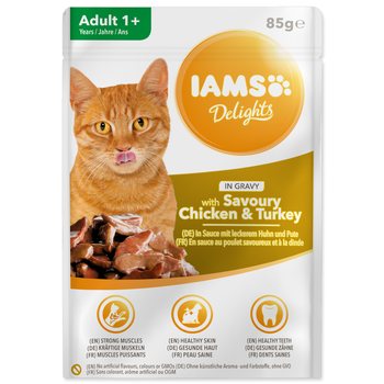 Kapsička IAMS Delights Adult kuře a krůta masem v omáčce 85g-KARTON