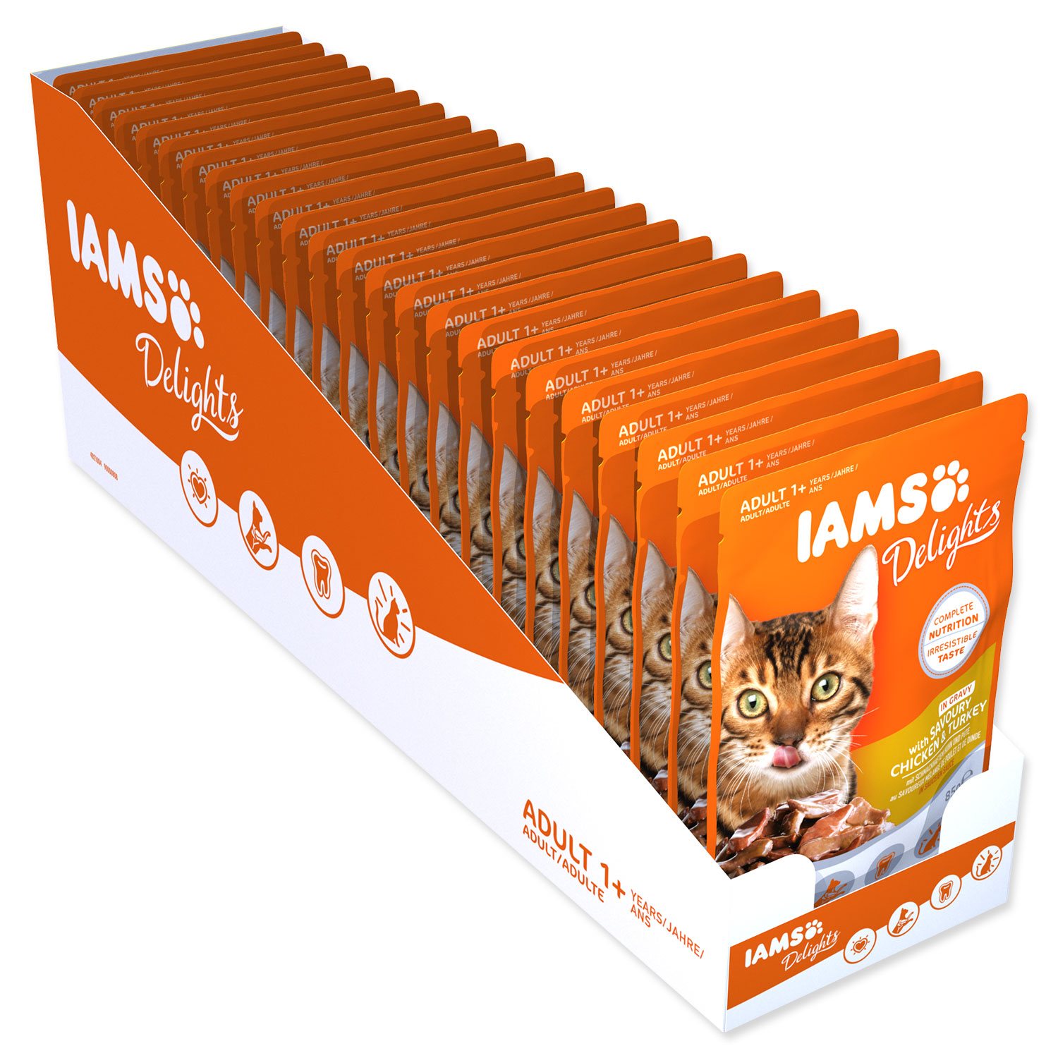 Kapsička IAMS Delights Adult kuře a krůta masem v omáčce 85g-KARTON