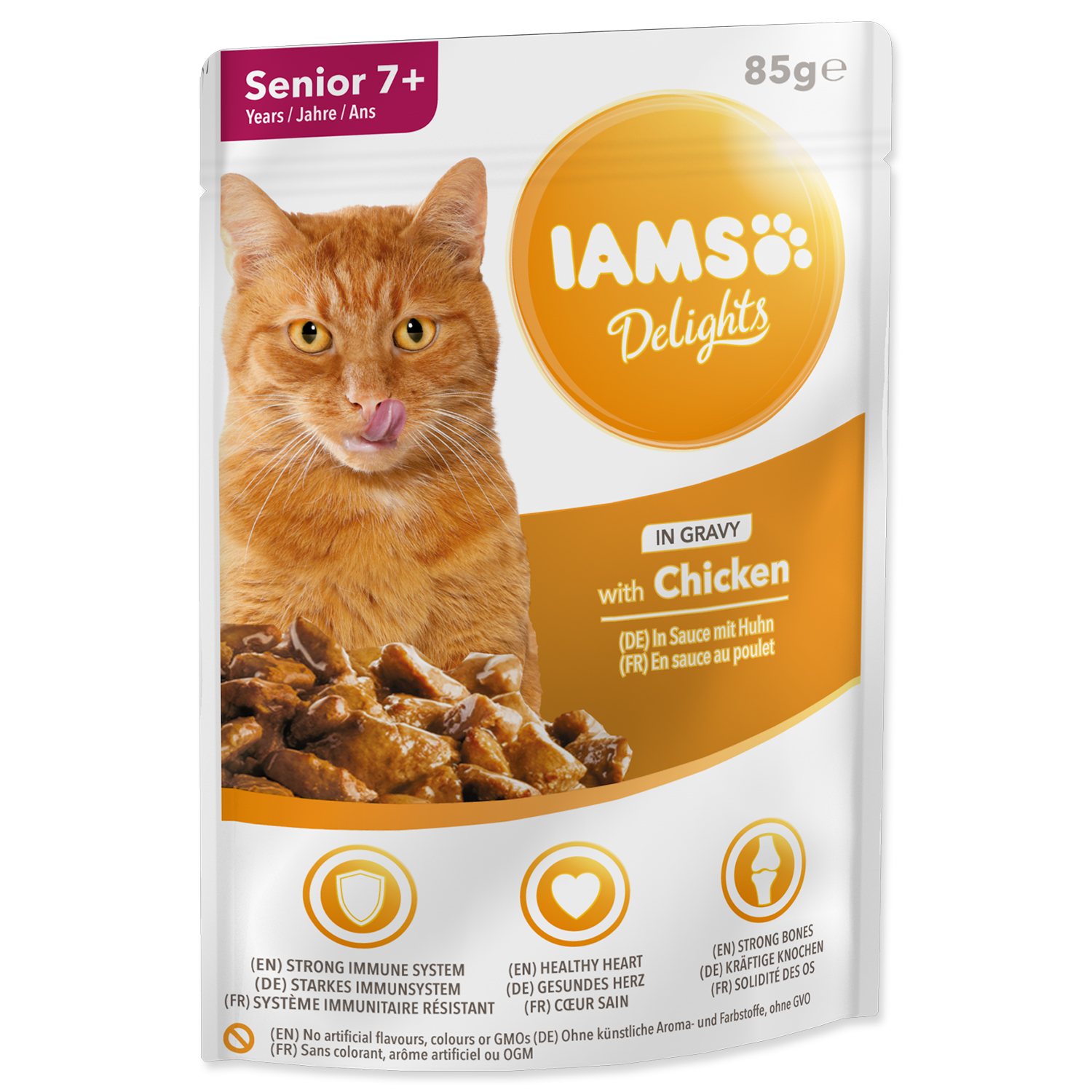 Kapsička IAMS Delights Adult Senior kuře v omáčce 85g