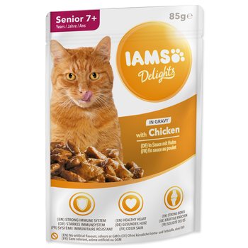Kapsička IAMS Delights Adult Senior kuře v omáčce 85g-KS