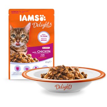 Kapsička IAMS Delights Adult Senior kuře v omáčce 85g-KS