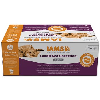 Kapsička IAMS Delights Adult mořské a suchozemské maso v omáčce multipack 6120g (72x85g)-KS