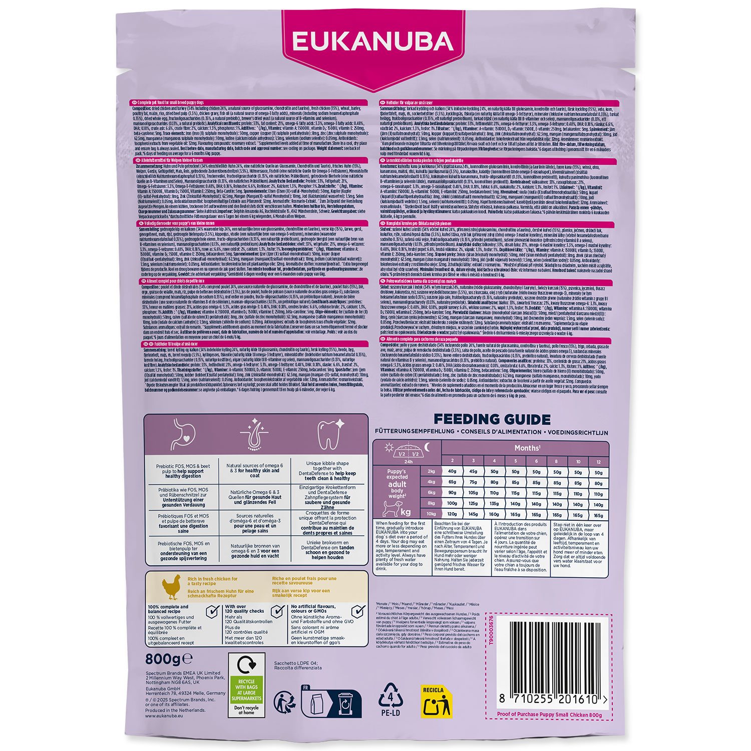 Krmivo EUKANUBA dry dog food for small breed puppies, rich in fresh chicken 800 g-KS