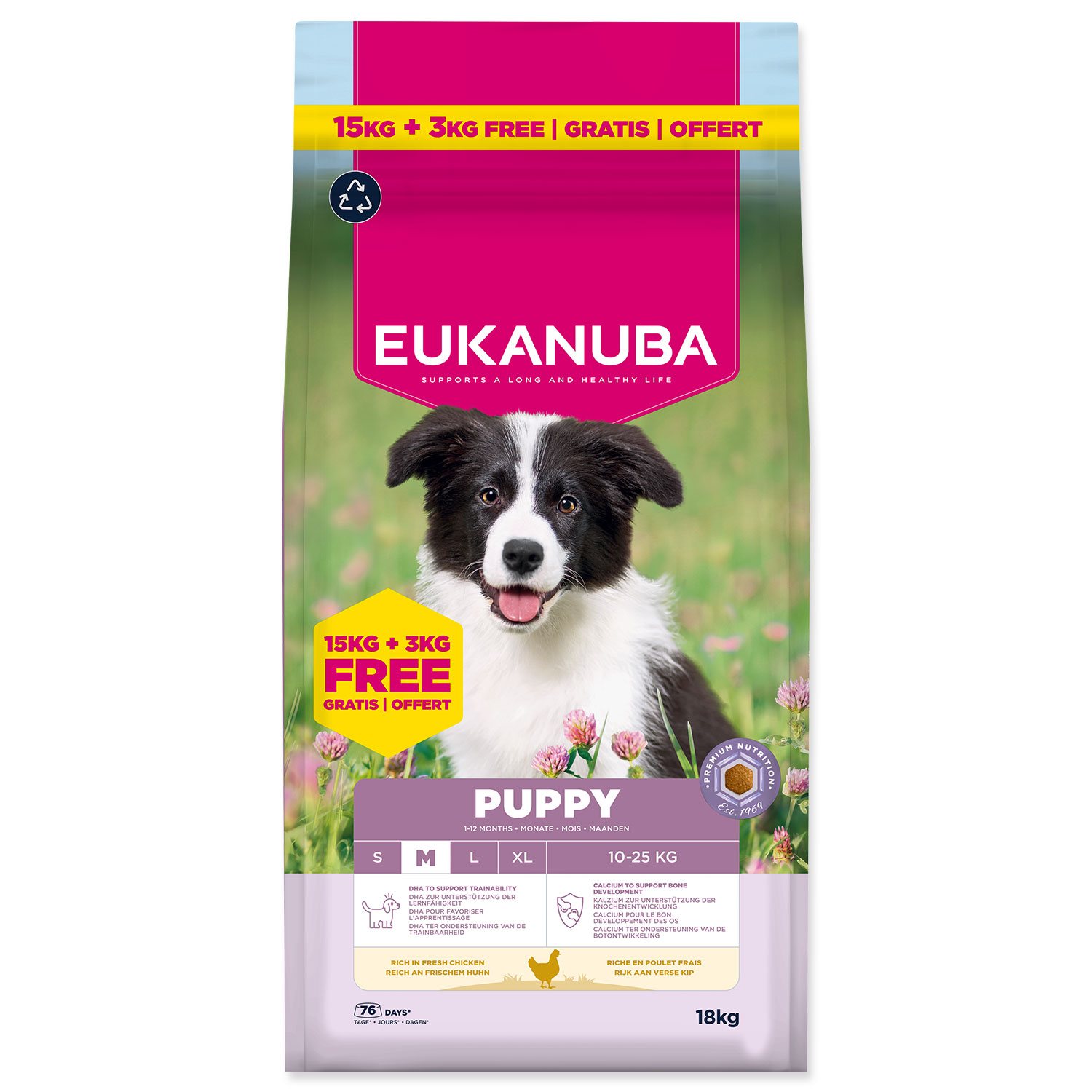 Krmivo Eukanuba Puppy Medium Chicken 15+3kg-KS