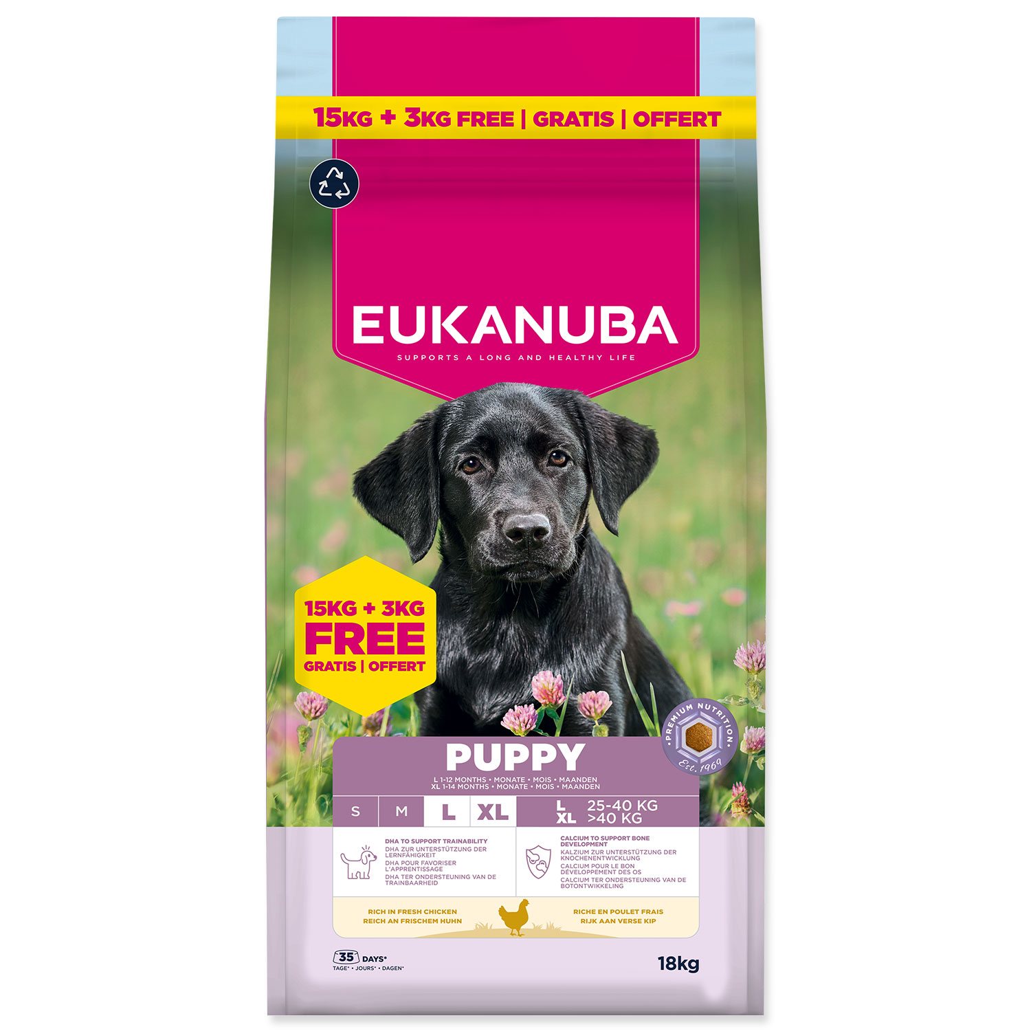 Krmivo Eukanuba Puppy Large Breed Chicken 15+3kg-KS