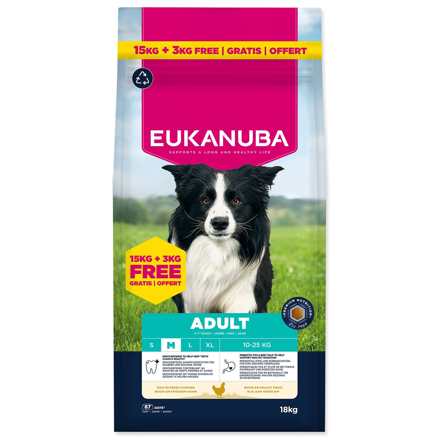 Krmivo Eukanuba Adult Medium Chicken 15+3kg-KS
