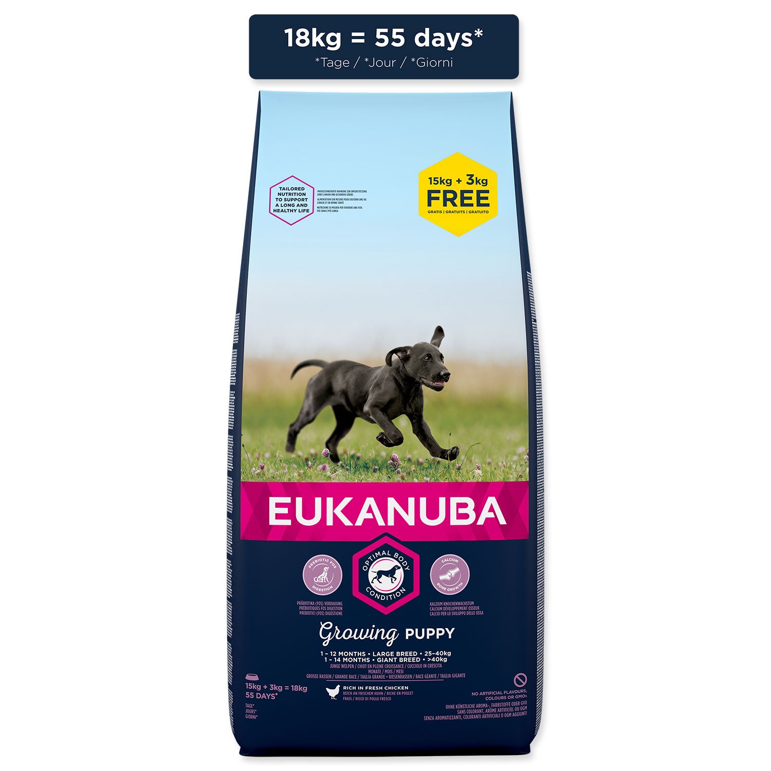 Krmivo EUKANUBA Puppy Large 15+3kg ZDARMA