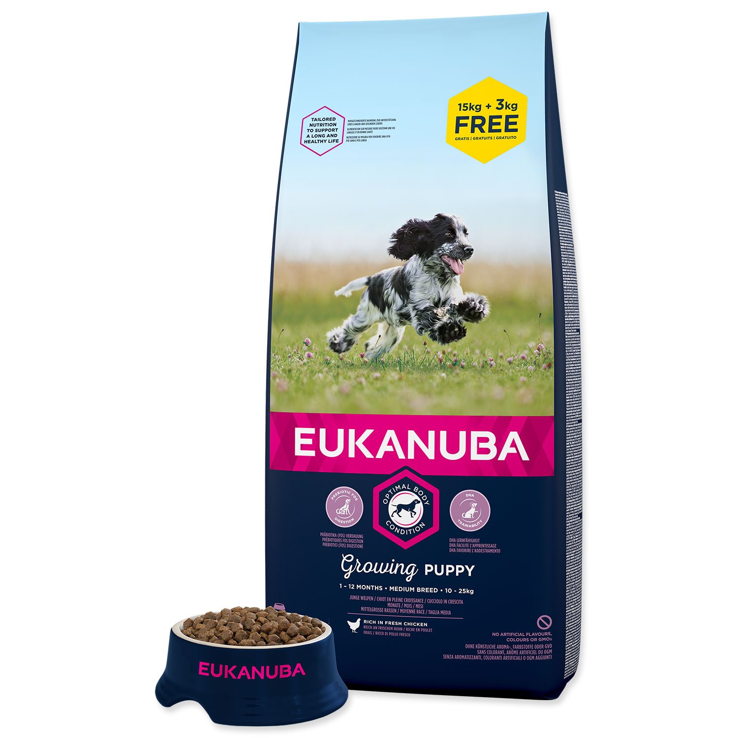 Krmivo EUKANUBA Puppy Medium 15+3kg ZDARMA-KS