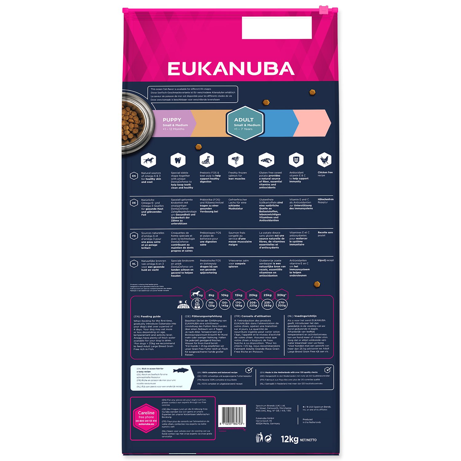 Krmivo EUKANUBA Adult Small & Medium Grain Free Ocean Fish 12kg-KS