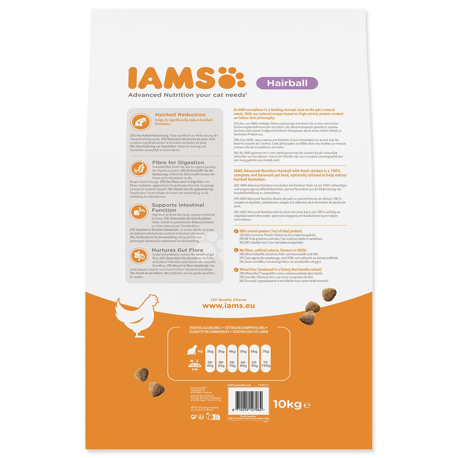 Krmivo IAMS Cat Adult/Senior Hairball Chicken 10kg -KS
