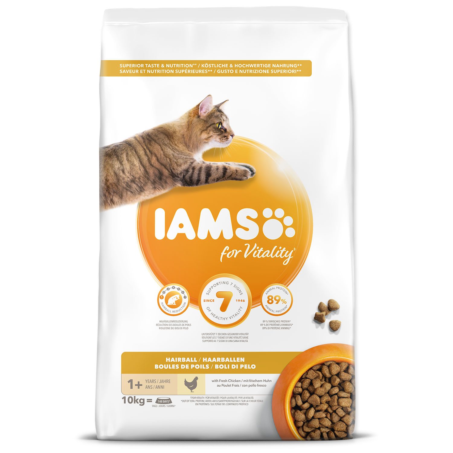 Krmivo IAMS Cat Adult/Senior Hairball Chicken 10kg -KS