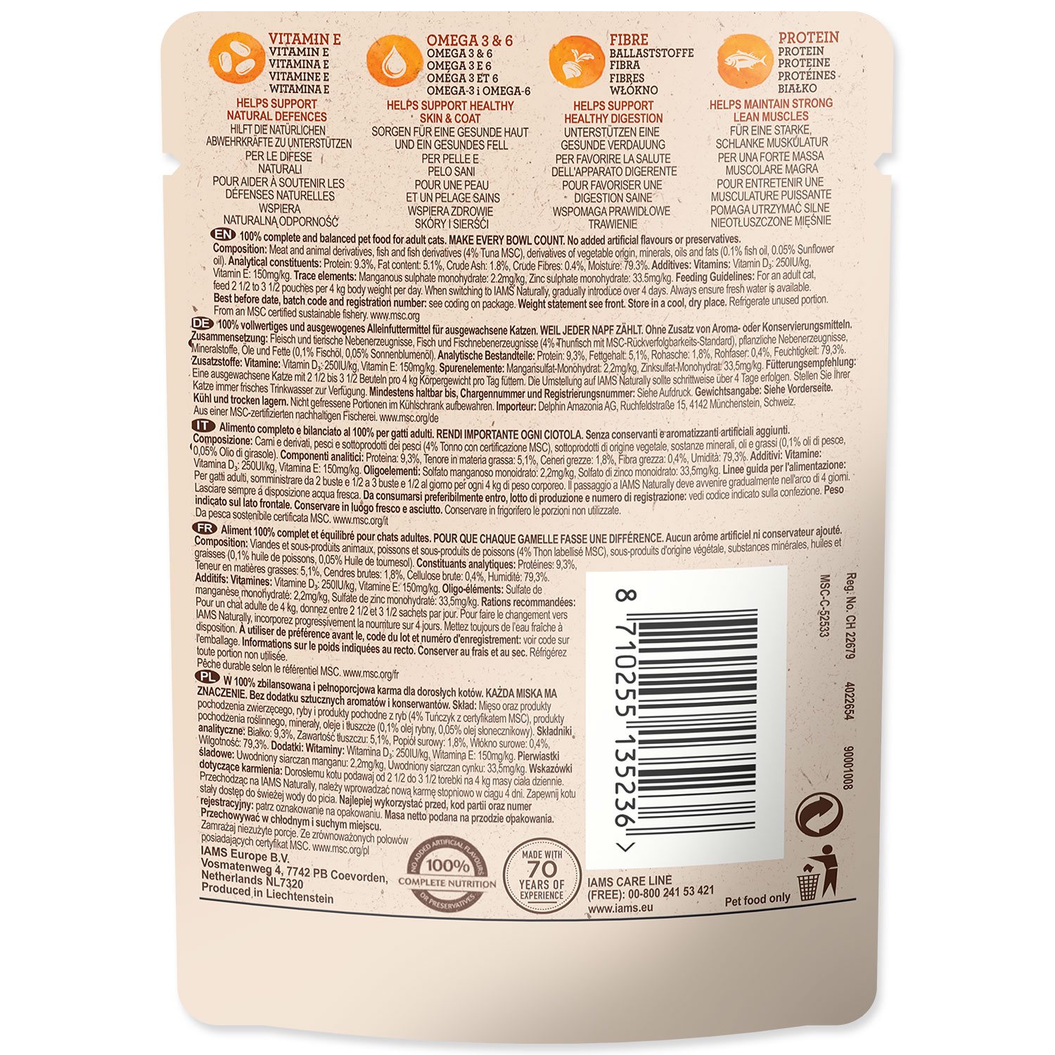 Kapsička IAMS Naturally Adult tuňák v omáčce 85g-KARTON