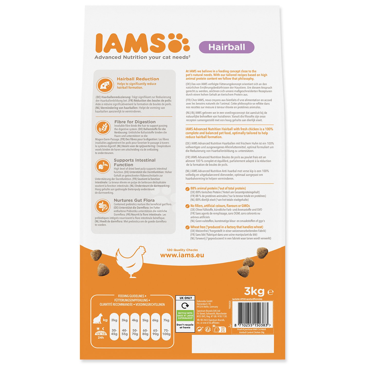 Krmivo IAMS Cat Adult Herbcontrol chicken 3kg -KS