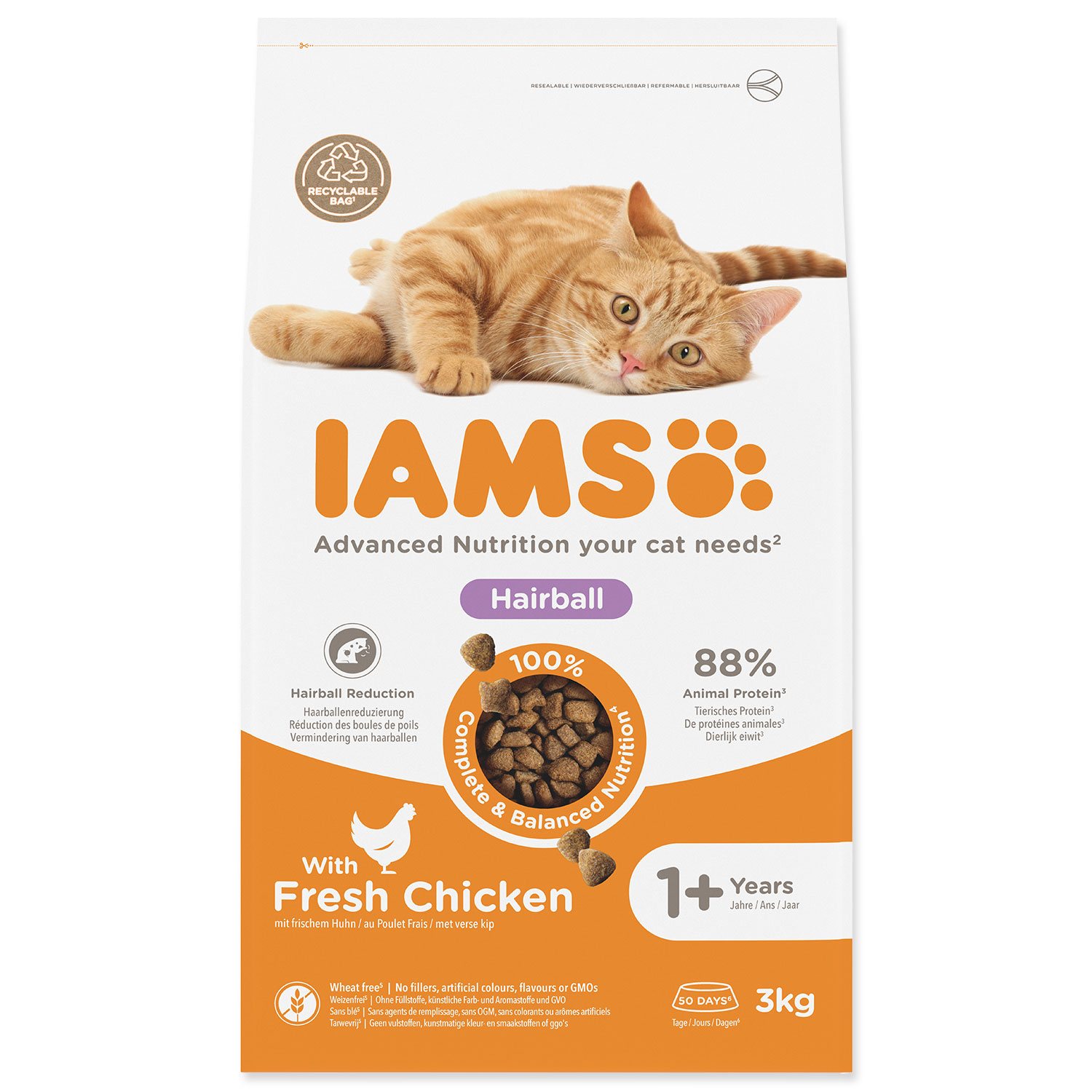 Krmivo IAMS Cat Adult Herbcontrol chicken 3kg -KS