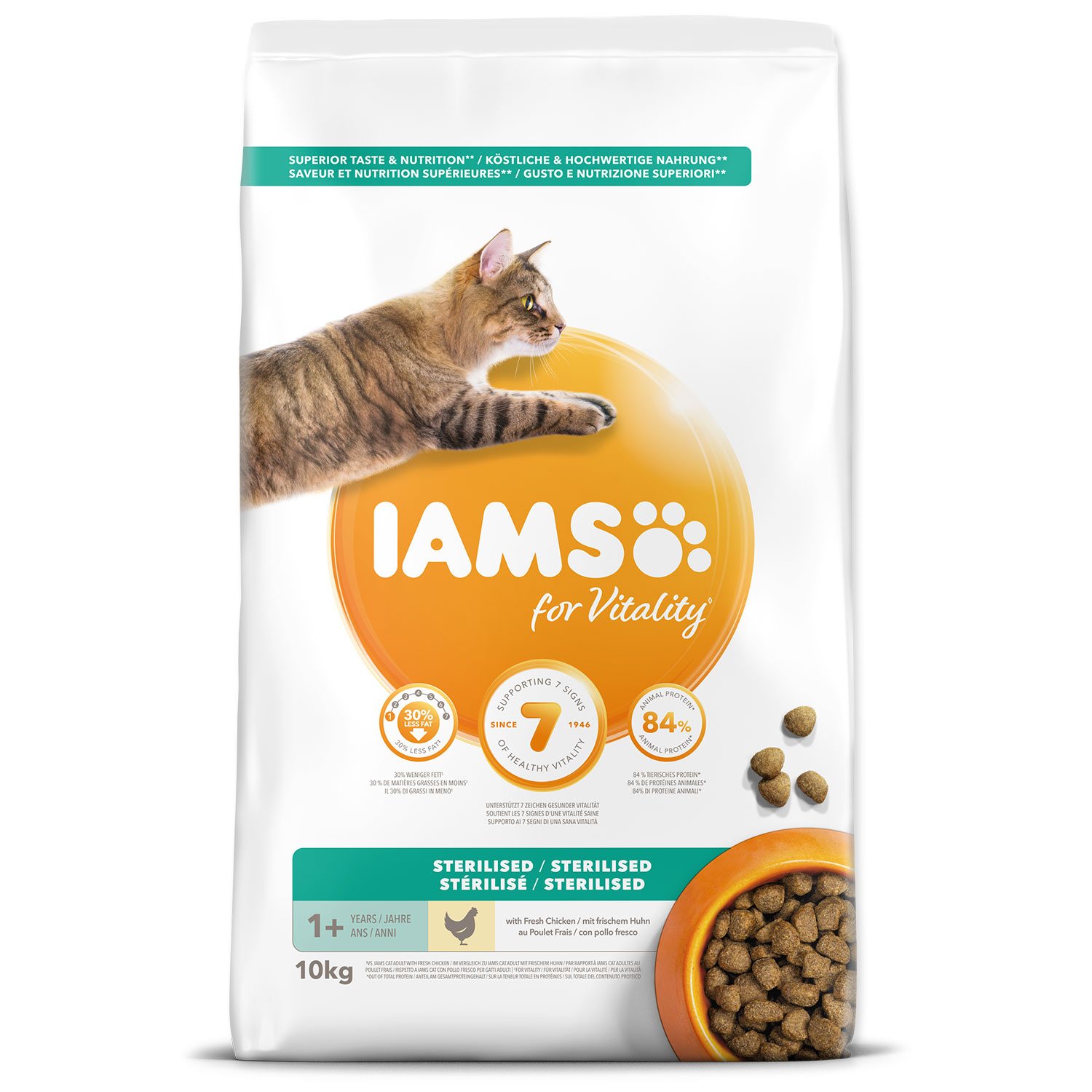 Krmivo IAMS Cat Adult/Senior Weight Control/Sterilized Chicken 10kg-KS