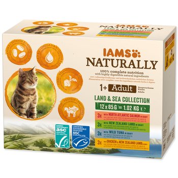 Kapsička IAMS Naturally Adult mořské a suchozemské maso v omáčce multipack 1020g (12x85g)-KS