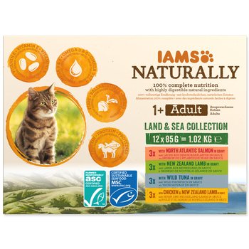Kapsička IAMS Naturally Adult mořské a suchozemské maso v omáčce multipack 1020g (12x85g)-KS