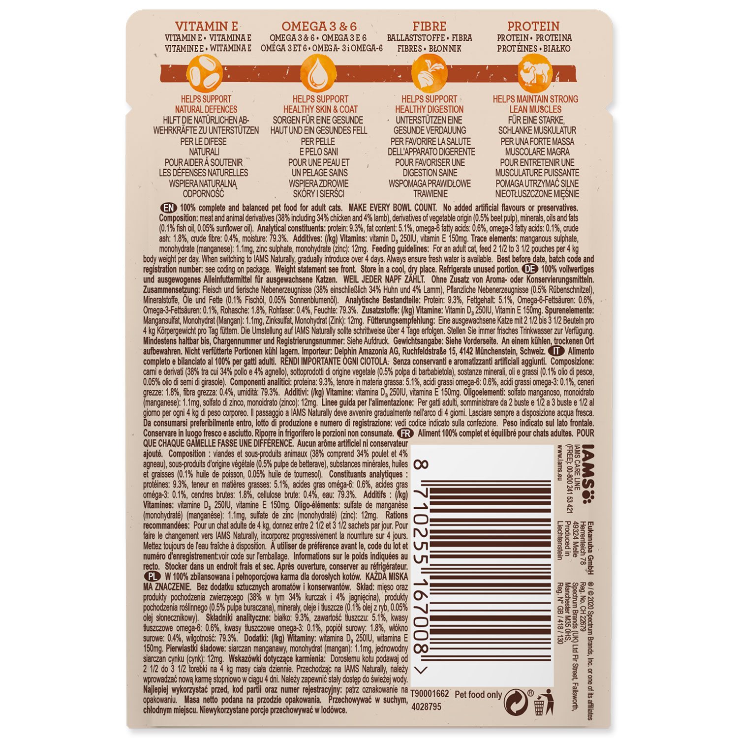 Kapsička IAMS Naturally Adult kuře & jehněčí v omáčce 85g-KS