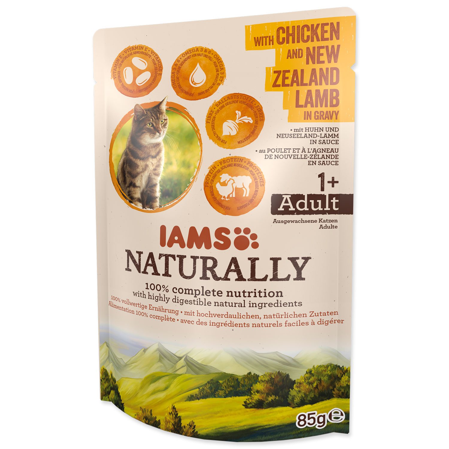 Kapsička IAMS Naturally Adult kuře & jehněčí v omáčce 85g-KS