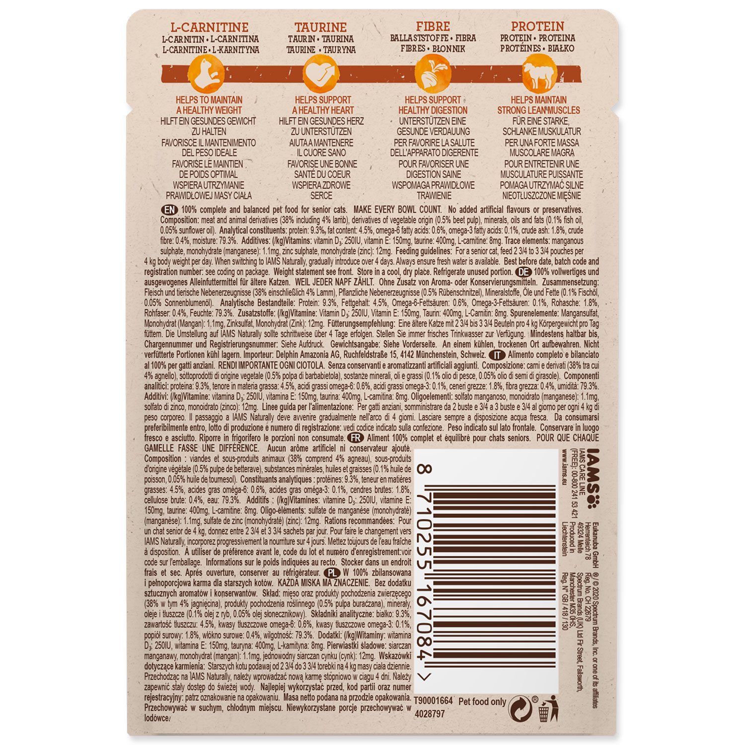 Kapsička IAMS Naturally Senior jehněčí v omáčce 85g-KARTON