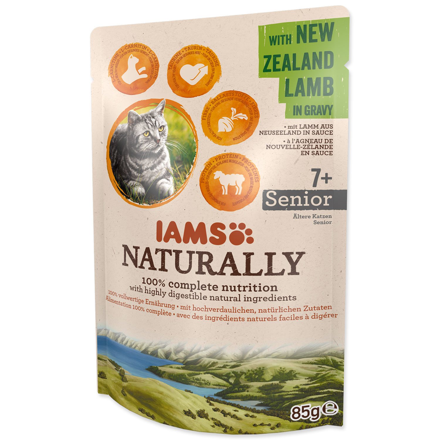 Kapsička IAMS Naturally Senior jehněčí v omáčce 85g-KARTON