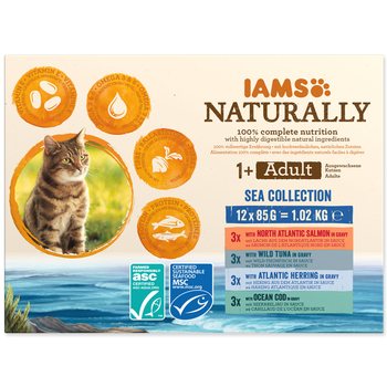 Kapsička IAMS Naturally Adult mořské maso v omáčce multipack 1020g (12x85g)-KS
