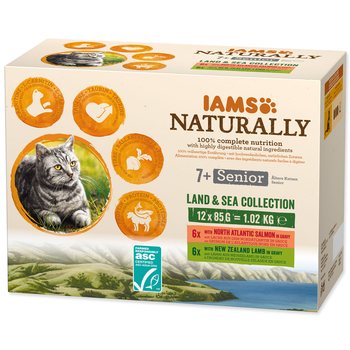 Kapsička IAMS Naturally Senior mořské a suchozemské maso v omáčce multipack 1020g (12x85g)-KS