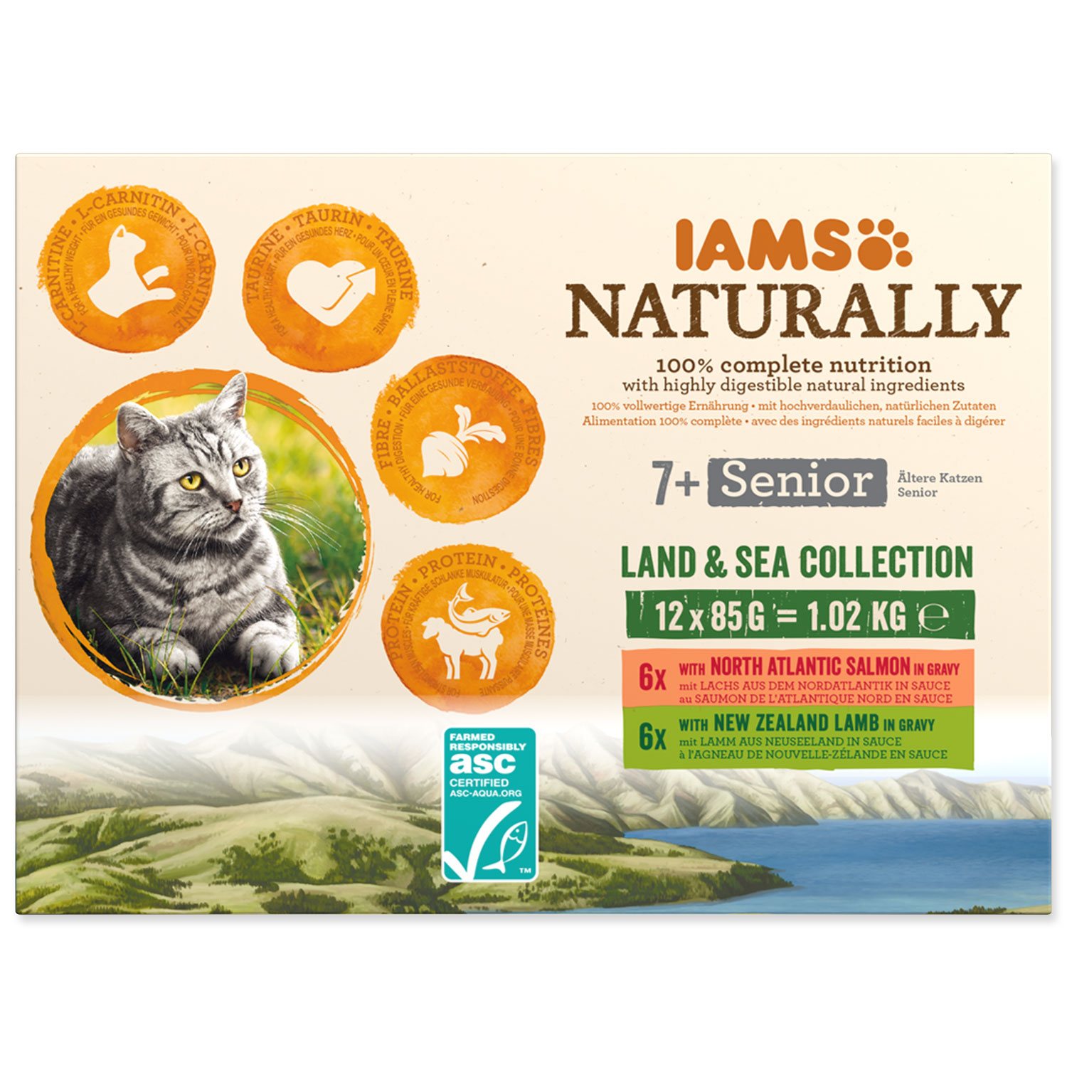 Kapsička IAMS Naturally Senior mořské a suchozemské maso v omáčce multipack 1020g (12x85g)-KS