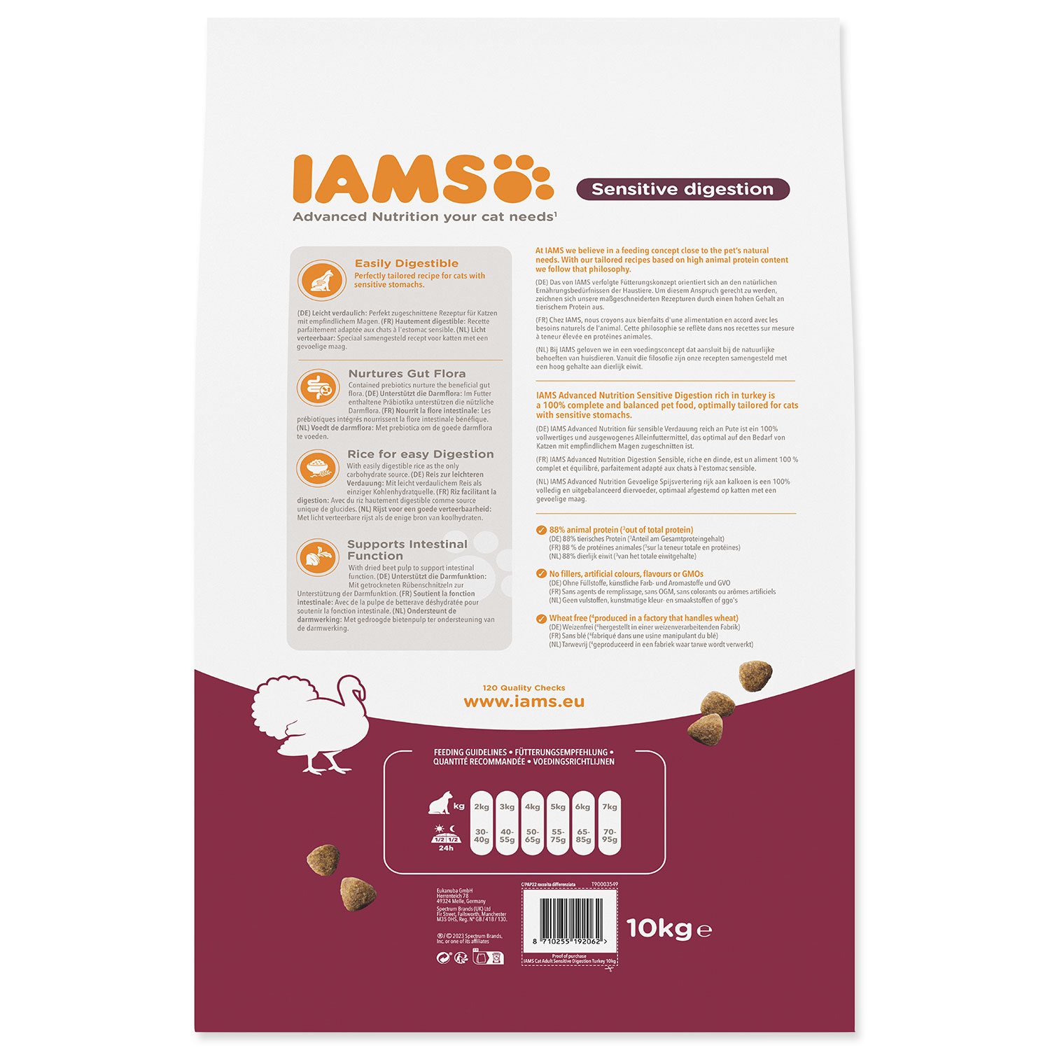 Krmivo IAMS Cat Adult Sensitive Digestion Turkey 10kg-KS