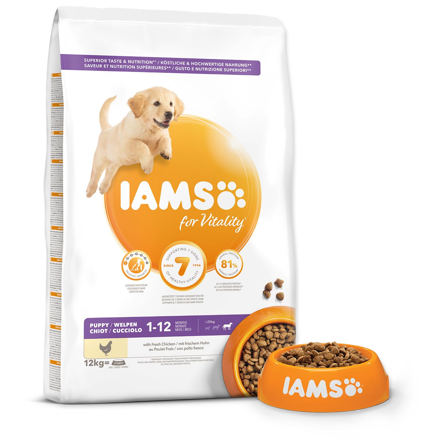 Krmivo IAMS Dog Puppy Large Chicken 12kg -KS