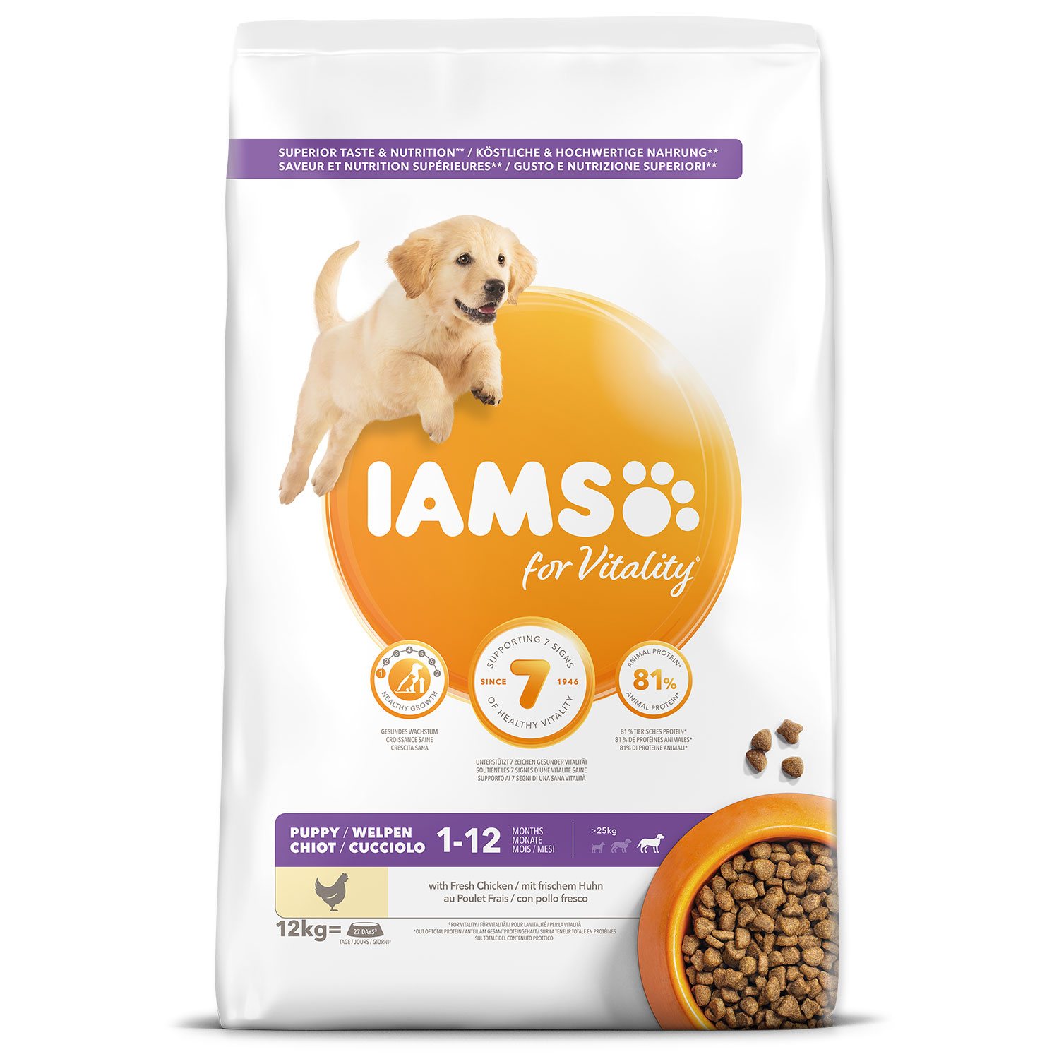 Krmivo IAMS Dog Puppy Large Chicken 12kg -KS