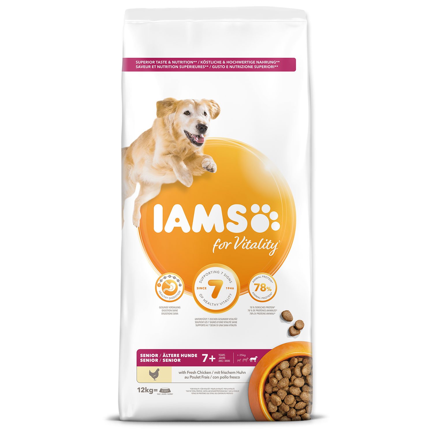 Krmivo IAMS Dog Senior Large Chicken 12kg -KS
