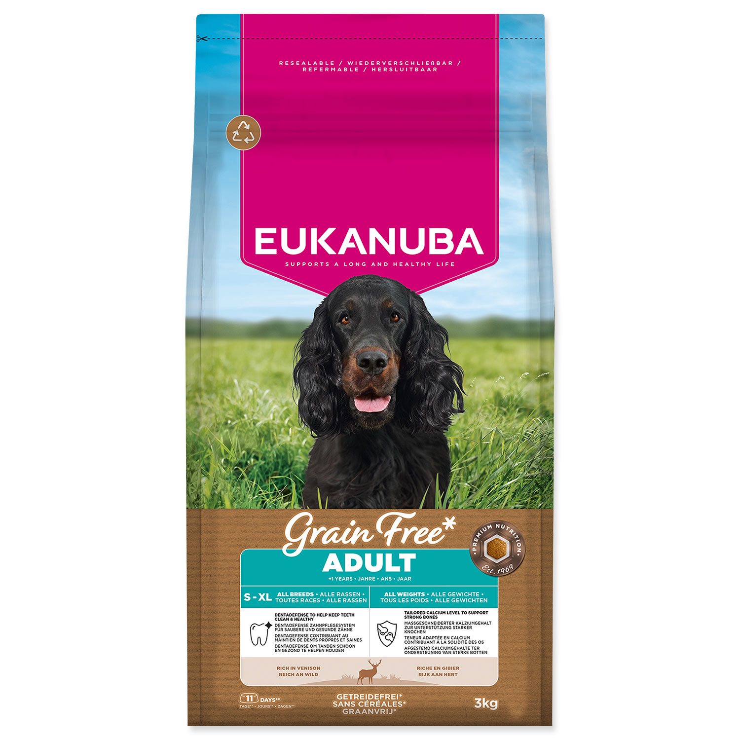 Krmivo EUKANUBA Grain Free Adult all breeds rich in venison 3kg-KS