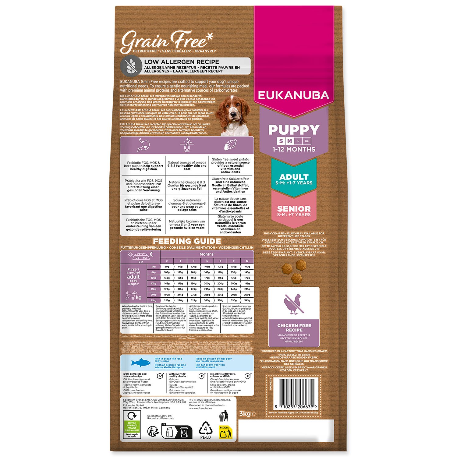 Krmivo EUKANUBA Grain Free Puppy Small & Medium rich in ocean fish 3kg-KS