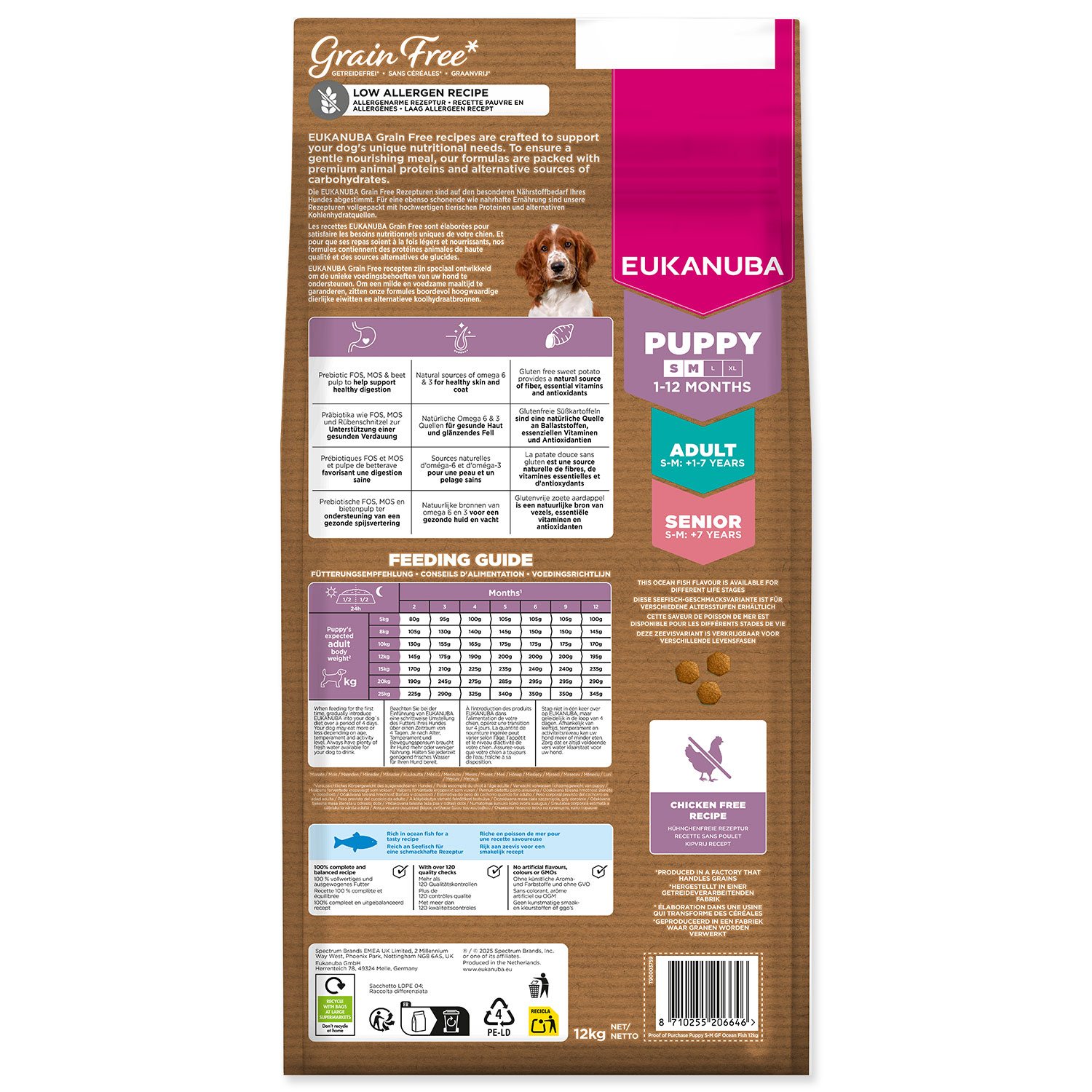 Krmivo  EUKANUBA Grain Free Puppy Small & Medium rich in ocean fish 12kg-KS