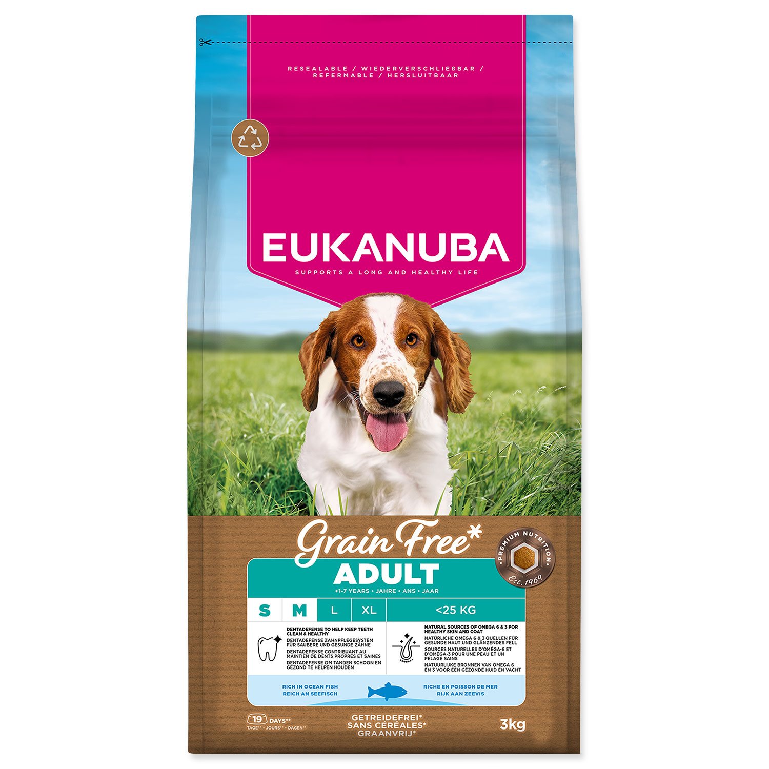 Krmivo EUKANUBA Grain Free Adult Small & Medium rich in ocean fish 3 kg-KS