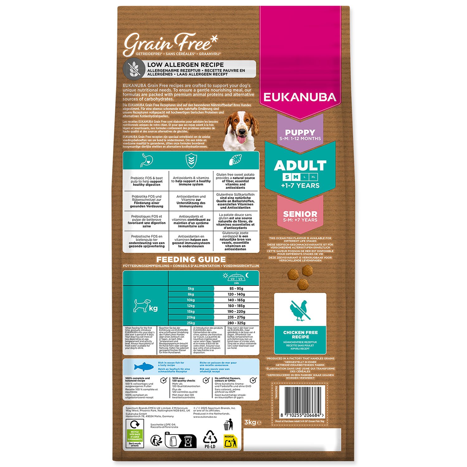 Krmivo EUKANUBA Grain Free Adult Small & Medium rich in ocean fish 3kg-KS