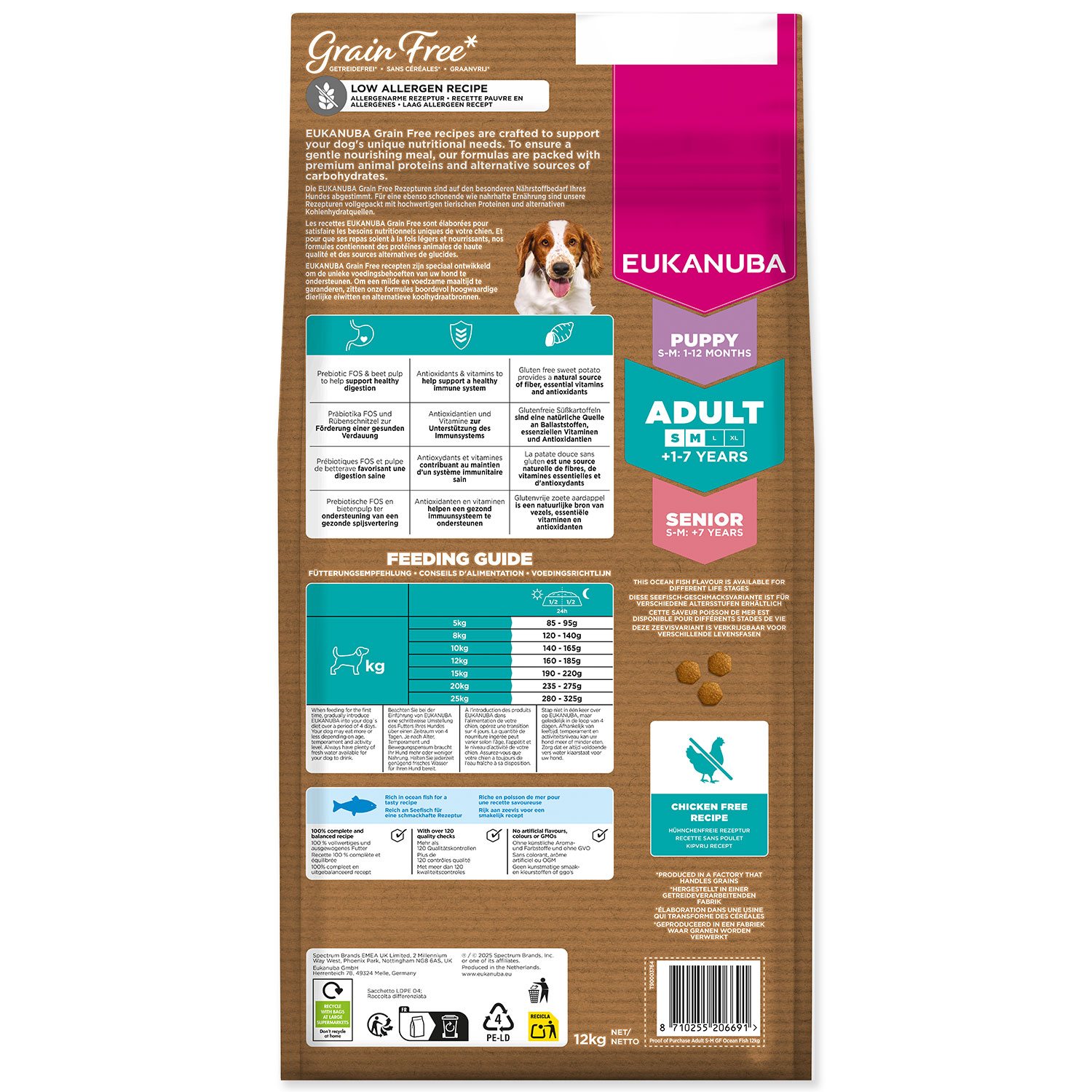 Krmivo EUKANUBA Grain Free Adult Small & Medium rich in ocean fish 12kg-KS