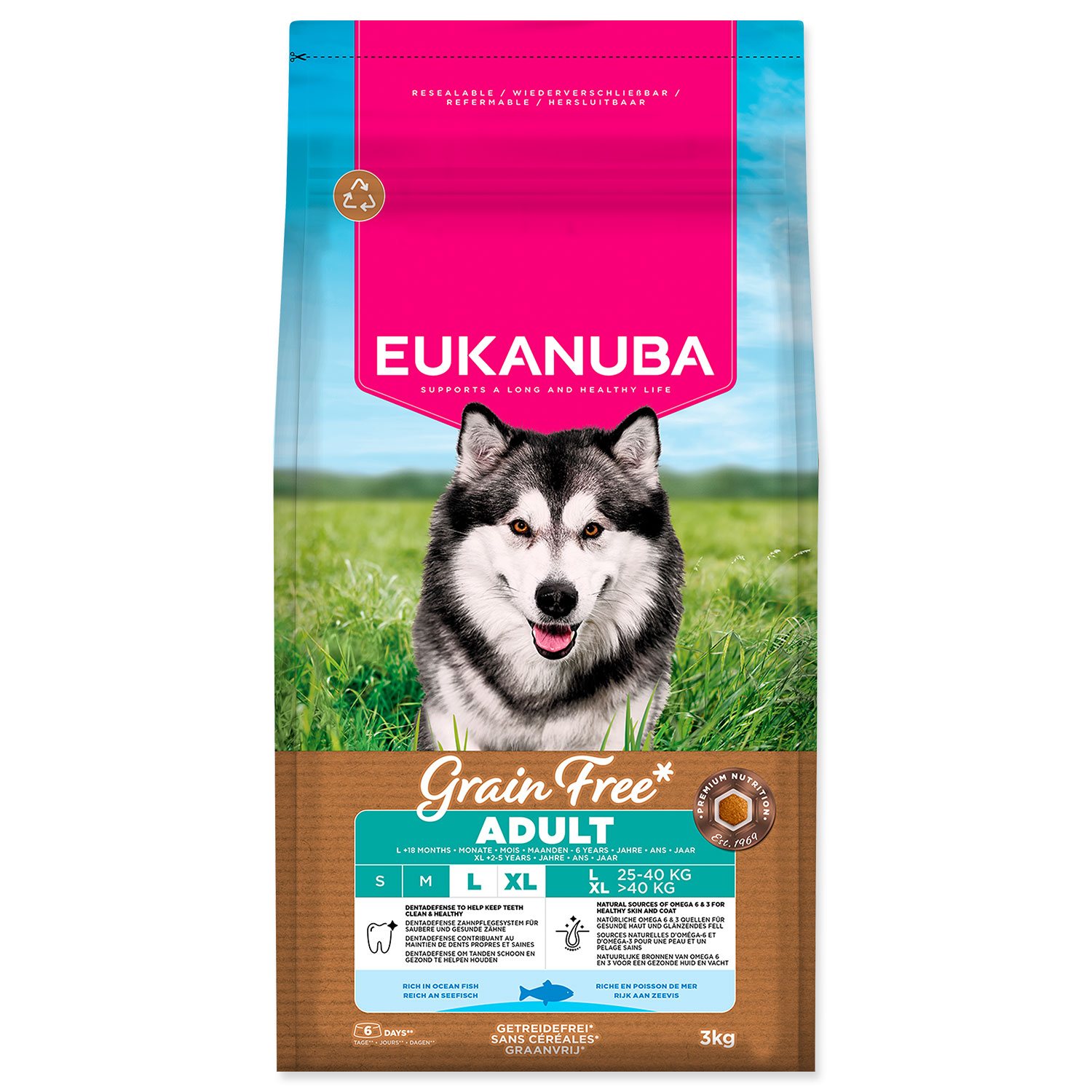Krmivo EUKANUBA Grain Free Adult Large rich in ocean fish 3kg-KS