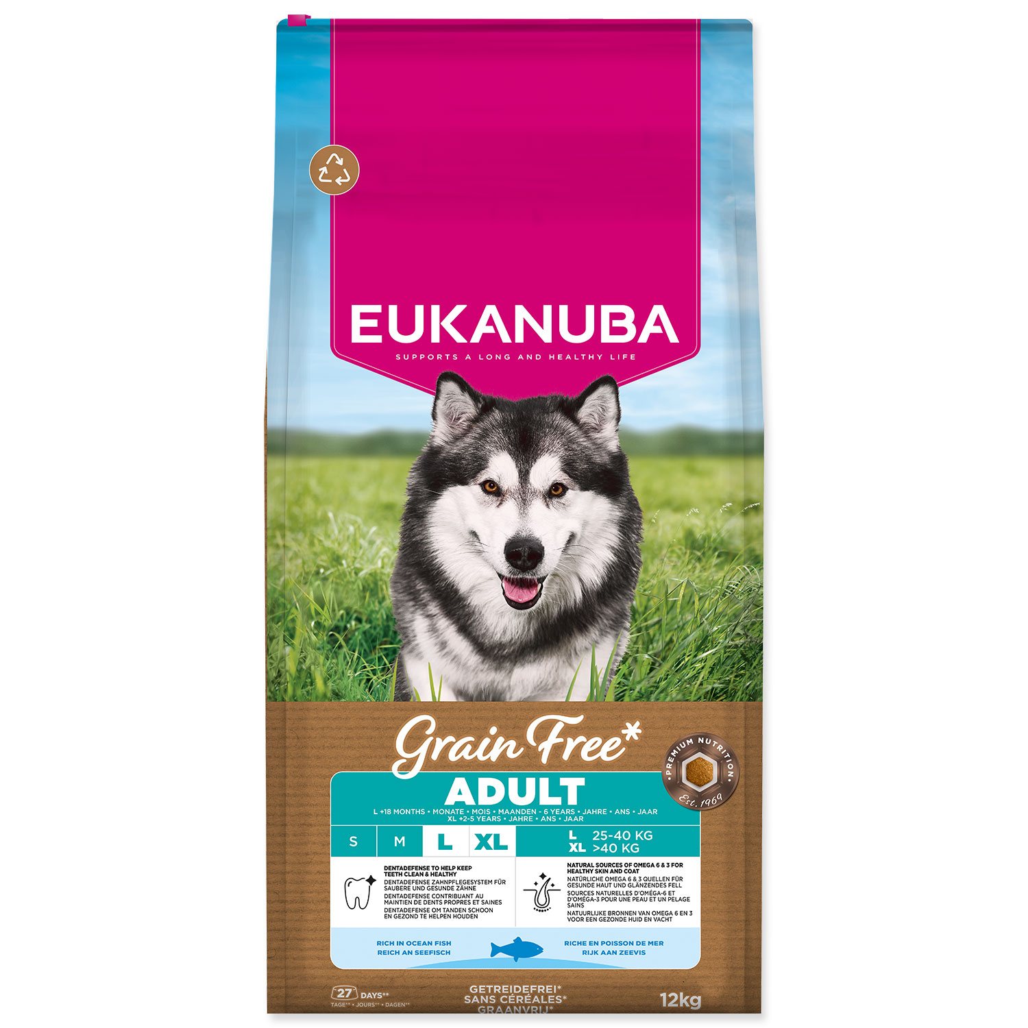 Krmivo EUKANUBA Grain Free Adult Large rich in ocean fish 12kg-KS