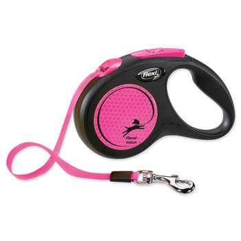 Vodítko Flexi Neon páska S růžové 5m-KS